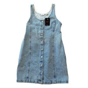 NWT Levi's Tuli Denim Mini Dress Women's Medium Blue Casual Button Front